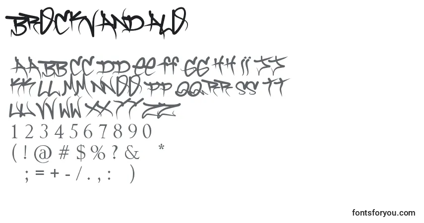 Schriftart BrockVandalo – Alphabet, Zahlen, spezielle Symbole