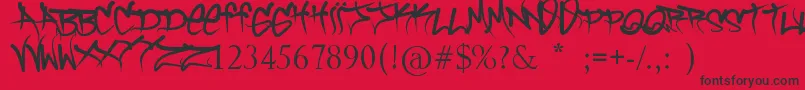 BrockVandalo Font – Black Fonts on Red Background