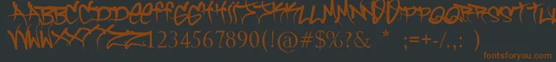 BrockVandalo-Schriftart – Braune Schriften auf schwarzem Hintergrund