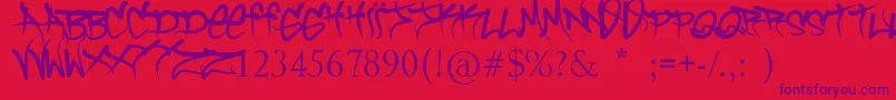BrockVandalo-Schriftart – Violette Schriften auf rotem Hintergrund