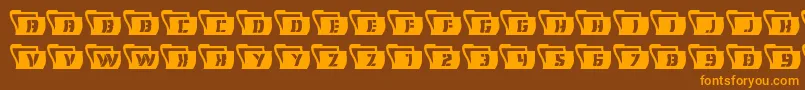 Eyesonlywavy-Schriftart – Orangefarbene Schriften auf braunem Hintergrund