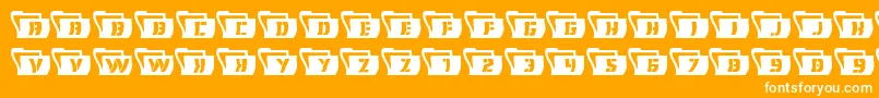 Eyesonlywavy-Schriftart – Weiße Schriften auf orangefarbenem Hintergrund