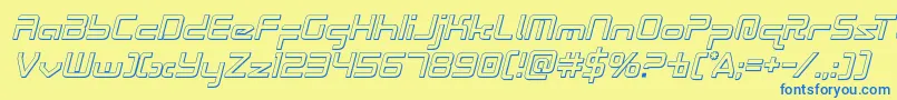 Radiospace3Dital Font – Blue Fonts on Yellow Background