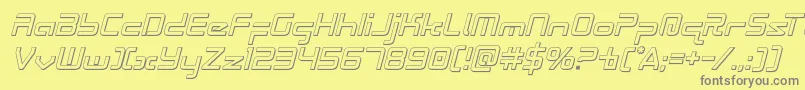 フォントRadiospace3Dital – 黄色の背景に灰色の文字