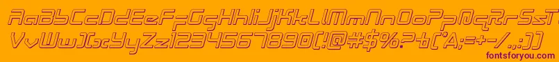 Fonte Radiospace3Dital – fontes roxas em um fundo laranja