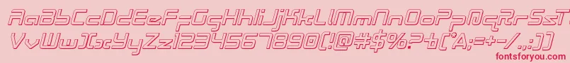 Radiospace3Dital-Schriftart – Rote Schriften auf rosa Hintergrund