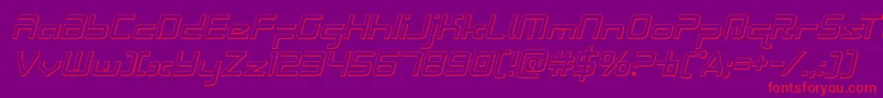 Radiospace3Dital-Schriftart – Rote Schriften auf violettem Hintergrund