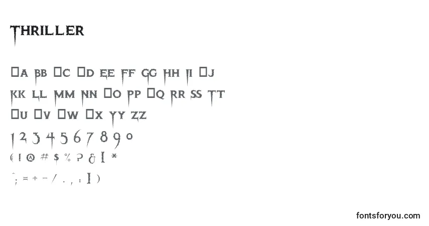Czcionka Thriller – alfabet, cyfry, specjalne znaki