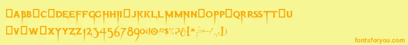 フォントThriller – オレンジの文字が黄色の背景にあります。