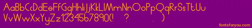 Humanp.JAverage-fontti – oranssit fontit violetilla taustalla