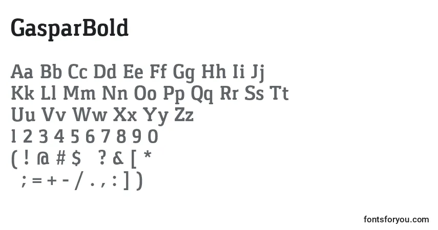 Czcionka GasparBold – alfabet, cyfry, specjalne znaki