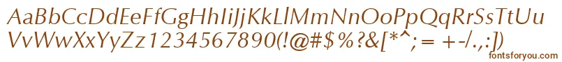 OrionItalic-fontti – ruskeat fontit valkoisella taustalla