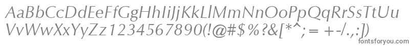 OrionItalic-fontti – harmaat kirjasimet valkoisella taustalla
