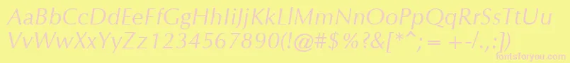 OrionItalic-fontti – vaaleanpunaiset fontit keltaisella taustalla