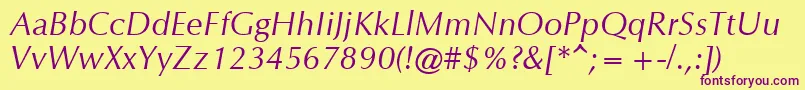 OrionItalic Font – Purple Fonts on Yellow Background