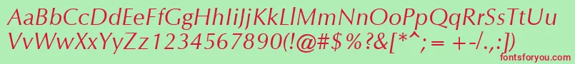 OrionItalic-fontti – punaiset fontit vihreällä taustalla