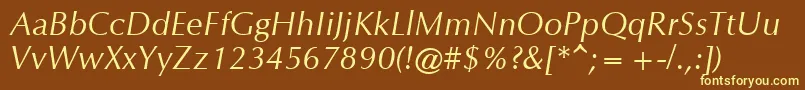 OrionItalic-fontti – keltaiset fontit ruskealla taustalla