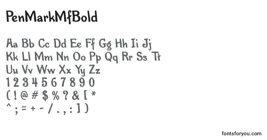 Czcionka PenMarkMfBold – alfabet, cyfry, specjalne znaki