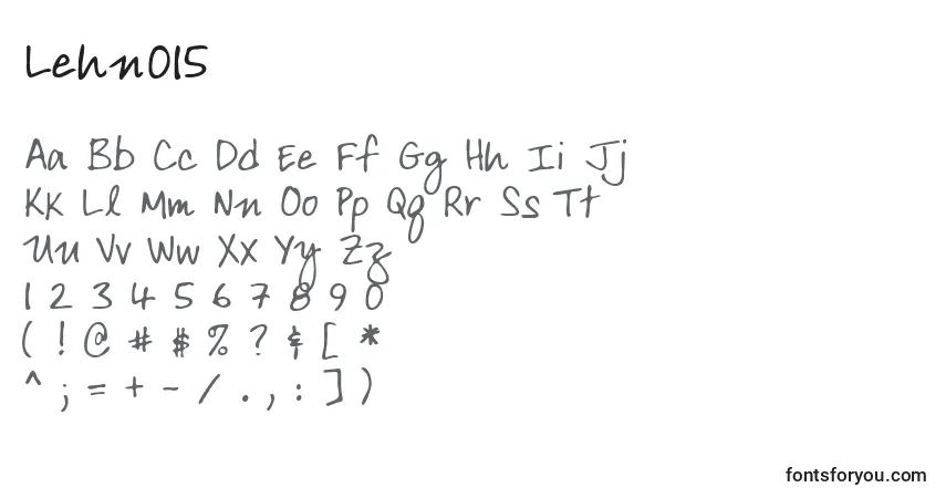 Czcionka Lehn015 – alfabet, cyfry, specjalne znaki