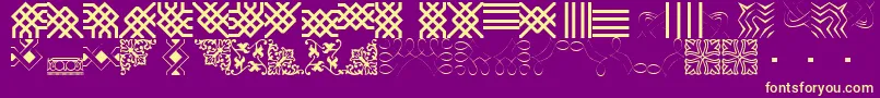 Подробнее о шрифте BorderbatsFilligree Шрифт BorderbatsFilligree – жёлтые шрифты на фиолетовом фоне