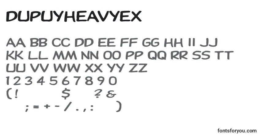 A fonte Dupuyheavyex – alfabeto, números, caracteres especiais