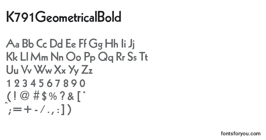 Шрифт K791GeometricalBold – алфавит, цифры, специальные символы