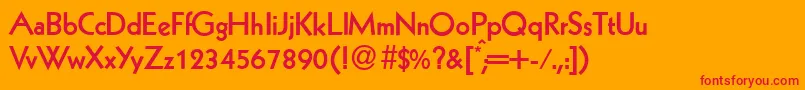 K791GeometricalBold-Schriftart – Rote Schriften auf orangefarbenem Hintergrund