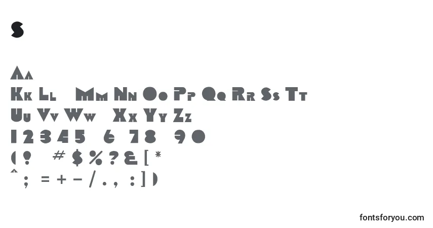Czcionka Sharkstooth – alfabet, cyfry, specjalne znaki