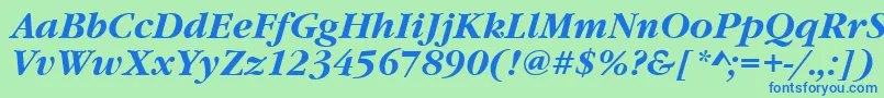 Lisätietoja GourmandBoldItalic-fontista GourmandBoldItalic-fontti – siniset fontit vihreällä taustalla