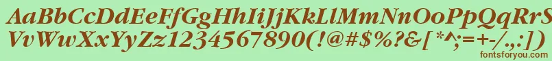Czcionka GourmandBoldItalic – brązowe czcionki na zielonym tle