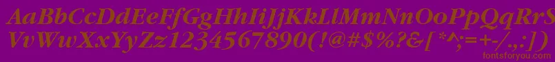 GourmandBoldItalic-Schriftart – Braune Schriften auf violettem Hintergrund