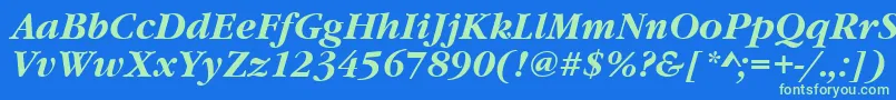 GourmandBoldItalic Font – Green Fonts on Blue Background