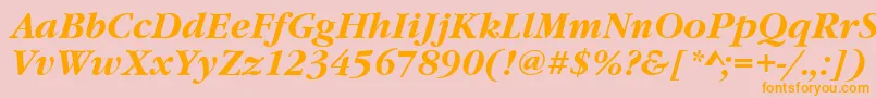 GourmandBoldItalic-Schriftart – Orangefarbene Schriften auf rosa Hintergrund