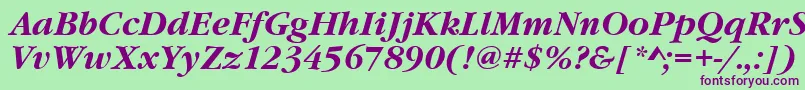 Więcej informacji o czcionce GourmandBoldItalic Czcionka GourmandBoldItalic – fioletowe czcionki na zielonym tle