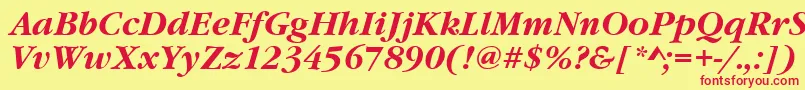 GourmandBoldItalic Font – Red Fonts on Yellow Background