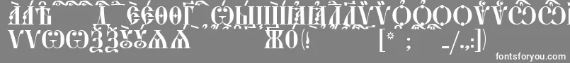 フォントStarouspenskayaCapsKucs – 灰色の背景に白い文字