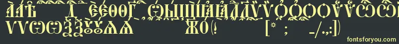 Fonte StarouspenskayaCapsKucs – fontes amarelas em um fundo preto
