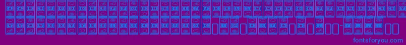 フォントLucky – 紫色の背景に青い文字