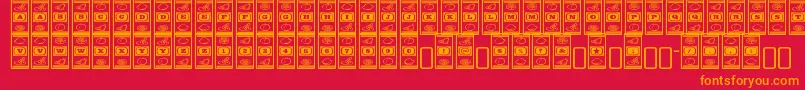 Lucky-Schriftart – Orangefarbene Schriften auf rotem Hintergrund