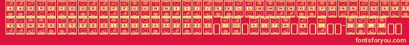 Fonte Lucky – fontes amarelas em um fundo vermelho