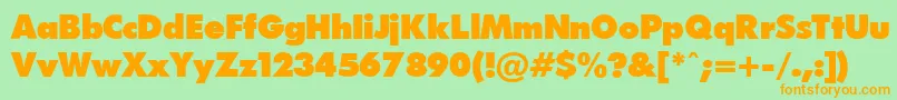 FuturapressPress.Ver.1.15-Schriftart – Orangefarbene Schriften auf grünem Hintergrund