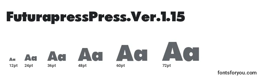 Größen der Schriftart FuturapressPress.Ver.1.15