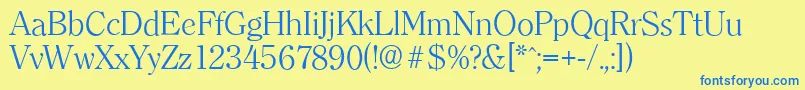 ClearfaceserialLightRegular-Schriftart – Blaue Schriften auf gelbem Hintergrund