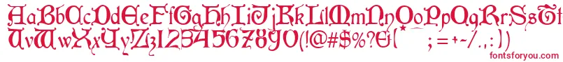 フォントAneirin – 白い背景に赤い文字