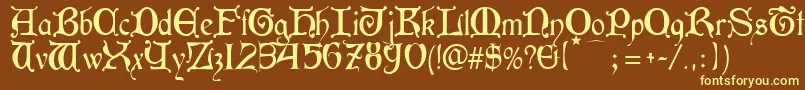 Aneirin Font – Yellow Fonts on Brown Background