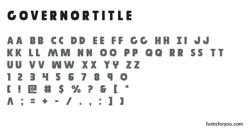 A fonte Governortitle – alfabeto, números, caracteres especiais