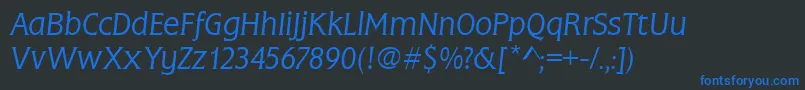 FlareLightGothicItalic Font – Blue Fonts on Black Background