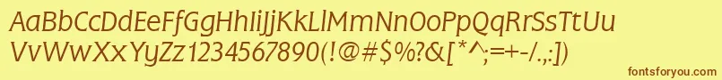 FlareLightGothicItalic Font – Brown Fonts on Yellow Background