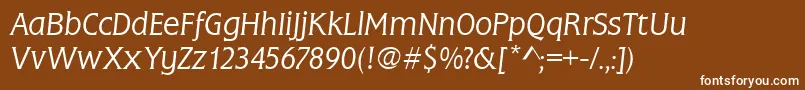 FlareLightGothicItalic Font – White Fonts on Brown Background