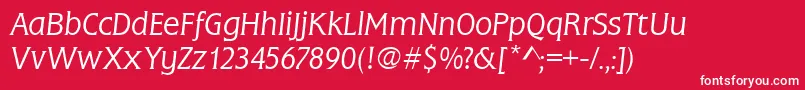 FlareLightGothicItalic Font – White Fonts on Red Background